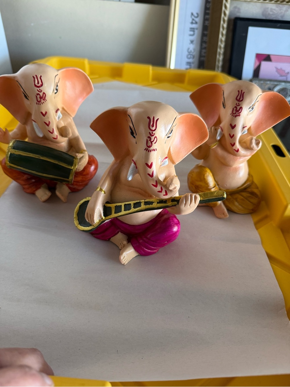 Hand-Painted Pink Elephant Musician Figurine for Kids